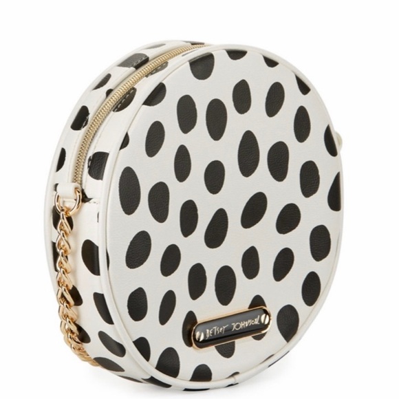 🆕 BETSEY JOHNSON Polka Dot Smiley Face Crossbody Bag NWT Pearls Rhinestones - Picture 3 of 17
